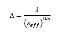 microstrip line wavelength equation